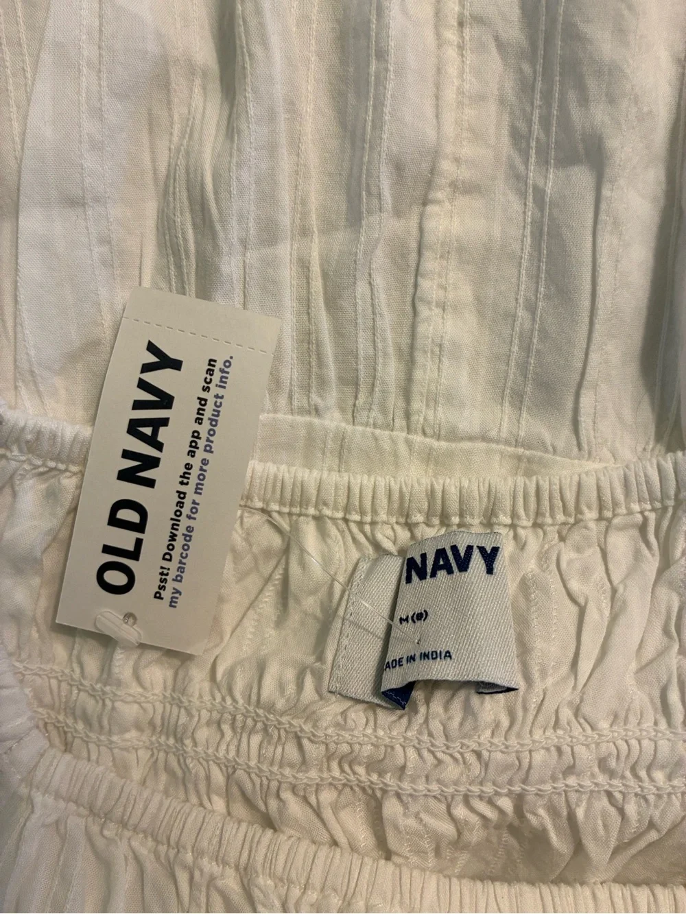 Old Navy Girls M Medium (8) White Peasant Dress Short Sleeve